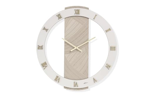 Horloge murale moderne en bois chiffres romains feuille d'or 60cm - 2