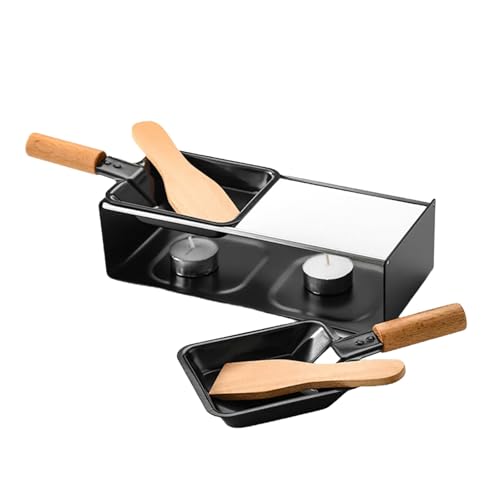 Lawnoval Non-Stick Stainless Steel Cheese Raclette Grill Set with Baking Tray and Spatula for BBQ or Oven, Black
