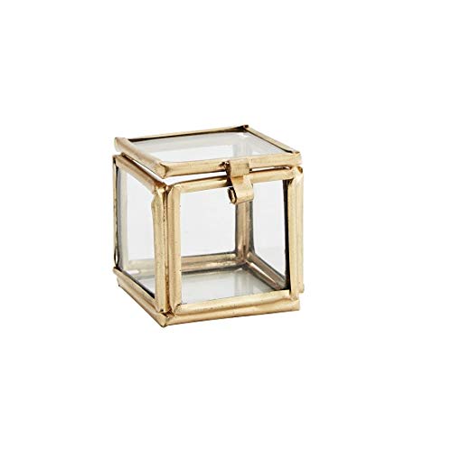 Madam Stoltz Petite boîte de présentation carrée en verre doré pour bagues Cover