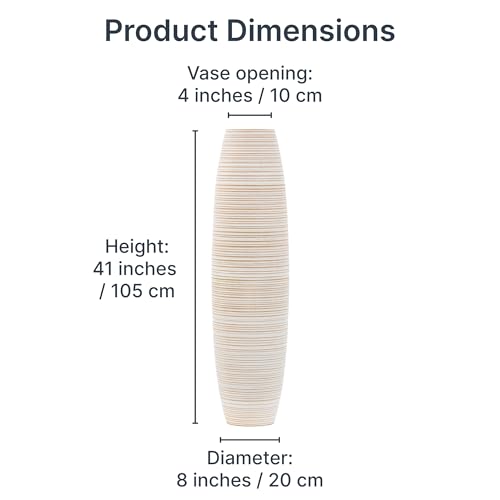 Image of Leewadee Large Floor Vase 41 inches Mango Wood for Pampas Grass, Dried Flowers