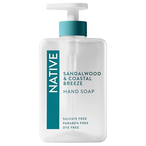 Native Liquid Hand Soap, Sandalwood & Coastal Breeze Scent, Non-Drying Formula for Soft, Smooth Hands, Made with Plant-Based Cleansers, Sulfate & Paraben Free, 13 oz Bottle