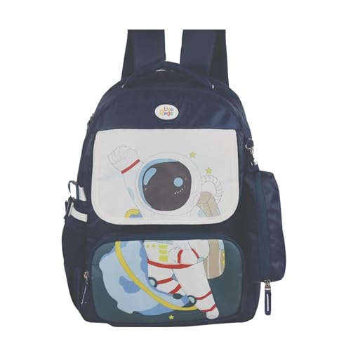 Ligo 16 Inch Cosmic Explorer Astronaut Print School Bags for Boys & Girls | Suitable for 1st to 3rd Standard Kids (Purple)