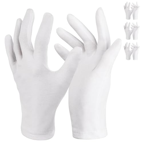 Donfri Guantes de Algodón Blanco Neurodermatitis Guantes finos de trabajo 3 pares Guantes protectores Guantes hidratantes para manos secas, eczema, belleza