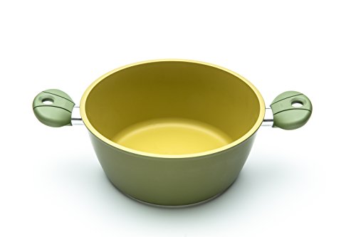 Illa ol3624u00a0cassueruola Dos Asas Antiadherente al Aceite de Oliva 100% Made in Italy, Aluminio, Verde Oliva