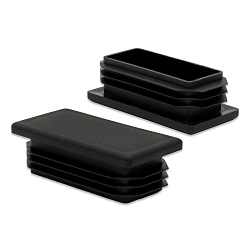 Image of Flyshop 8 Pack Black Chair Glide Inserts Plastic Plugs Rectangle Pipe Tubing End Caps 30 x 60 mm, 1-3 /16 inch x 2-3 /8 inch