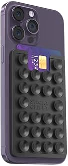 Suction Card Holder Mount, Phone Wallet, Silicon Adhesive Accessory for iPhone and Android, Hands-Free Mirror Shower Holder, TikTok Videos and Selfies (Black)