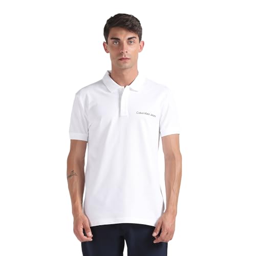 Polo Blanc Homme Calvin Klein Jeans vêtement haut mode coupe ajustée