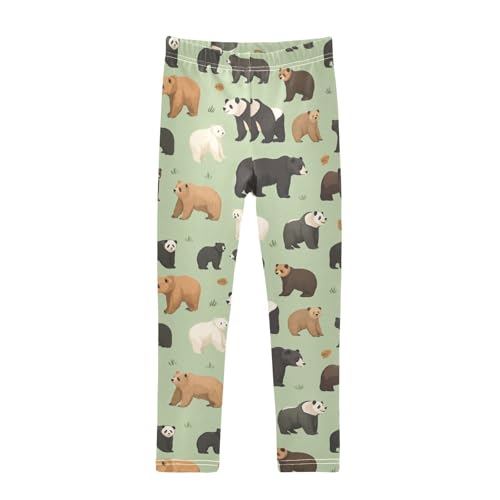 Wusikd Bear Panda Girls' Leggings Toddler Doodles Kids Yoga Pants Dance Active Tights 4T