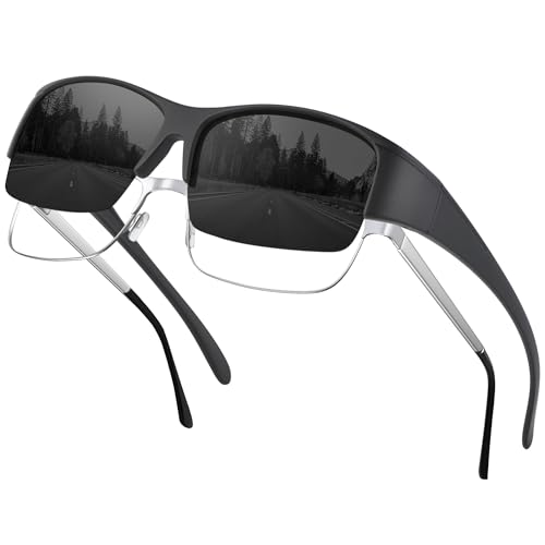 Perkanion Polarisiert Sonnenbrille Über Normale Brille - Überzieh Sonnenbrille Sonnenüberbrille für Brillenträger Herren Damen mit UV400