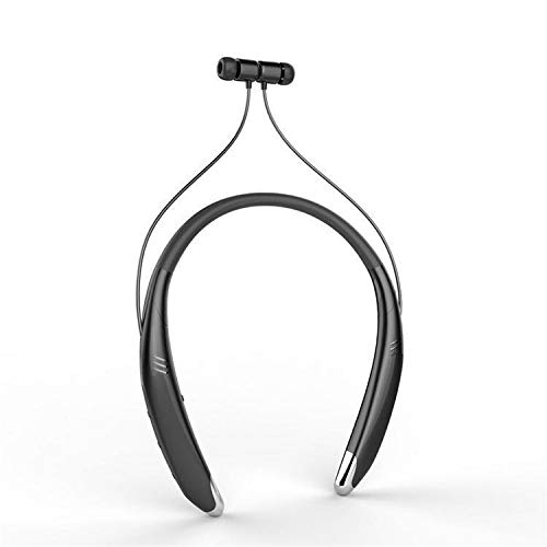 V8 Sports Bluetooth Headset Magnetic Suction With External Neck-mounted Long Standby Stereo Universal Foreign Trade General purpose (Color : Black)