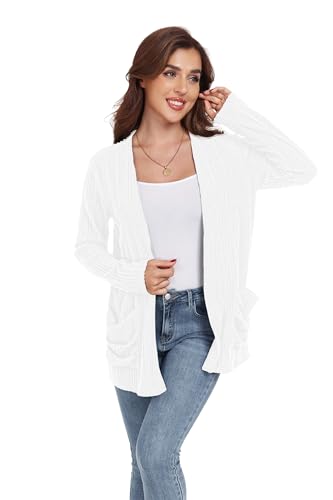 Image of GRECERELLE Womens Long Sleeve Lightweight Open Front V-Neck Casual Cardigan Sweaters Outerwear with Pockets 2025, S-2XL