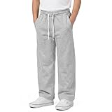 BSBUY Kinder Generisch Baggy Jogginghose, Elastischer Jogger Hose Weites mit Taschen, Teenager Bequem Sweatpants, Casual Bein Lange Cargohose für Jungen Sporthose Outdoor Trainingshosen(M, Grau)