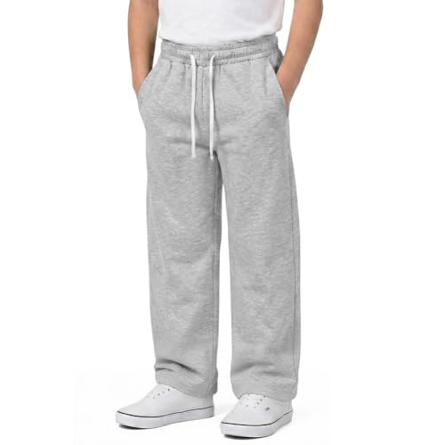 BSBUY Kinder Generisch Baggy Jogginghose, Elastischer Jogger Hose Weites mit Taschen, Teenager Bequem Sweatpants, Casual Bein Lange Cargohose für Jungen Sporthose Outdoor Trainingshosen(L, Grau)