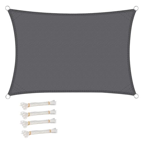 WOLTU Sonnensegel Rechteck 5x7m Grau wasserabweisend Sonnenschutz Polyester Windschutz mit UV Schutz für Garten Terrasse Camping