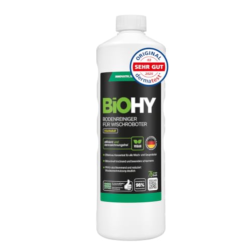 BiOHY Bodenreiniger für Wischroboter (1l Flasche) | Reinigungsmittel Konzentrat für alle Wisch & Saugroboter mit Nass-Funktion | Schaumarm & Streifenfrei | Für alle Böden