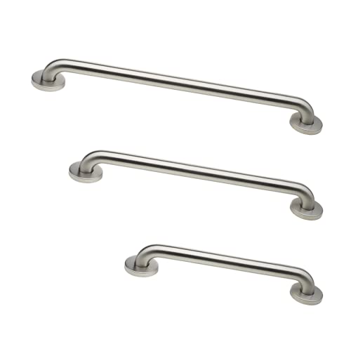 Grab Bar Bundle - ADA Compliance - 1.5" Diameter - 18", 36", 42" Lengths - Pack of 3 - Brushed Stainless, Toilet Grab Bars for Commercial Restrooms and Grab Bars for Shower by GrabBars.com - Used condition - US$78.21