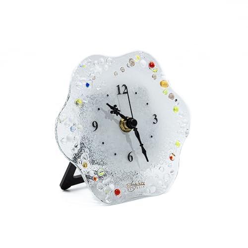 Sospiri Venezia Reloj de Mesa de Cristal de Murano Mecanismo Silencioso Adorno para el Hogar Decorado a Mano - Idea de Regalo...