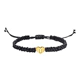 Yowablo Personalisiertes Armband mit 26 Initialen, 18 Karat vergoldet, Buchstabe, gewebtes Armband, zierliches Herz-Charm-Armband, gewebtes Armband für Männer, Frauen, Mädchen Stoffarmband Kinder