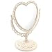 FOMIYES Vintage Heart Makeup Mirror, Double Sided Magnifying Vanity Mirror, 360 Degree Swivel Cosmetic Mirror for Room Tabletop (Beige)