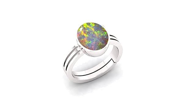kushmiwal gems 15.25 Carat /14.00 Ratti Super Multi-fire Opal Silver Plated Ring Certified Natural Oval White Australian Loose Gemstone (Certified Card from Lab - Certificate)-picture-53
