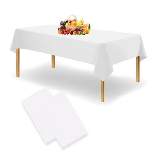 2 tovaglie bianche per birra, rotolo di carta, monouso, impermeabili, adatte per matrimoni, feste, compleanni dei bambini, Natale, 137 x 274 cm, bianco
