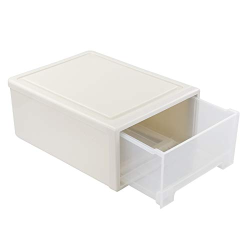 Qqbine 19.5 Litre Clear Stacking Storage Drawer Unit Plastic Frontbox, 1 Pack
