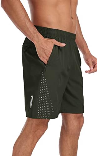 MoFiz Men's Running Shorts Quick Dry Athletic Shorts Breathable Gym Workout Shorts Casual Lightweight Sports Outdoor Basketball Army Green L