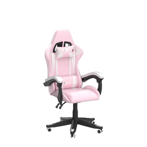 Bigzzia Gaming Chair Office Chair Reclining High Back Leather Adjustable Swivel Rolling Ergonomic Video Game Chairs Racing Chair Computer Desk Chair with Headrest and Lumbar Support (Pink)