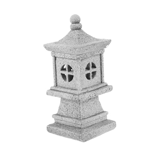 TOGEVAL Miniature Stone Lantern Pagoda Outdoor Garden Statue for Patio Balcony Zen Garden Decoration Japanese Style Micro Landscape Ornament for Terrarium Bonsai