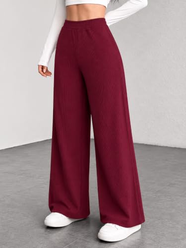 Image of Preneum Women High Waist Korean Wide Leg Trousers, Loose Fit Casual Lounge Pants, Travel, Office & Streetwear Comfortable Stylish Bottom Wear (Available Plus Size)