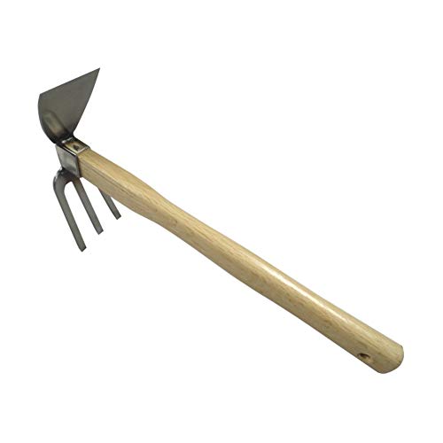 SOFIALXC Garden Hoes Dual Headed Weeding Tool - Cultivator Prongs Combo Garden Tools with Stainless Steel Blade Head and Forks