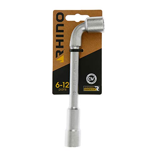 RHINO - Clés tubulaires et à Pipe, Clé à Pipe débouchée 15 mm - Diamètre 15 mm - Empreinte 6/12 pans - Fabriqué en Acier (Chrome Vanadium) - Garantie à Vie - Plusieurs Tailles Disponibles