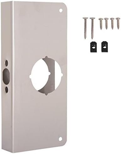 Rocky Mountain Goods Door Reinforcer Nickel - for use with 1 3/8” Thick Doors, 2 3/8” Backset, 2 1/8” bore - Heavy Duty Steel to Prevent Break ins - Easy Install - Works with Metal or Wood Doors