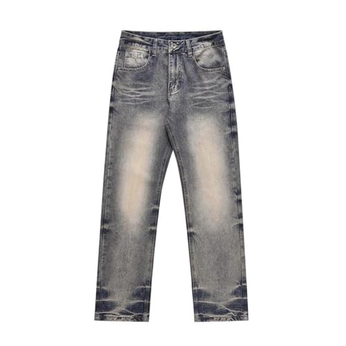 Men’s Washed Distressed Blue Denim Pants, Autumn Winter, Casual Streetwear, Straight-Leg Jeans2