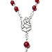 Handmade St. Christopher 1-Decade Rear View Mirror Car Rosary with Choice of Red, Black, or Brown Beads