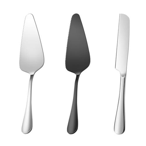SGSCFG Couteau À Gâteau en Argent en 1 Partie Et Spatule À Pizza en 2 Parties, Couteau À Gâteau en Acier Inoxydable, Spatule À La Crème À La Crème Confortable, Outils De Cuisson De Cuisine.