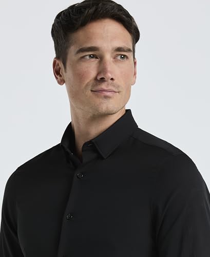 Perry Ellis Men's Untucked Slim Fit Solid Long Sleeve Button-Down Stretch Shirt3