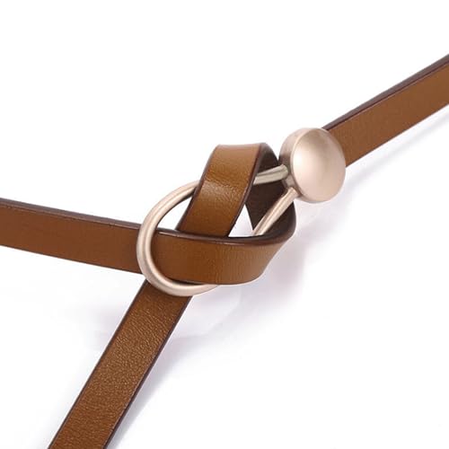 Women's Leather Belt Dress Belt Fashion Skinny Belt Tie A Knot Leather Waist Belt Knotted Decorative Belt 6