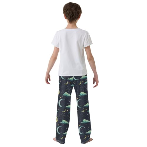 Pajama Bottoms, Pixel Moon and Cloud Sleeping Pant Lounge Wear Pajamas Long Pants Sleepwear Pjs3