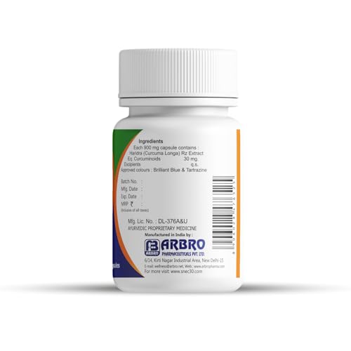 SNEC30 Ayurvedic Curcumin Capsules,900mg (60 Capsules) | No Piperine | Nano Curcuminoids | High Absorption | Antioxidant & Anti-inflammatory