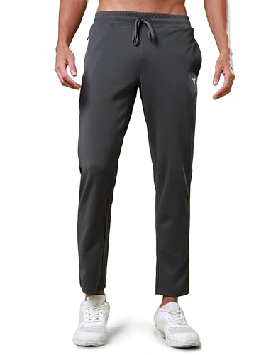 Image of TECHNOSPORT Men Mid Rise Solid Regular Fit Track Pant with Technodry, Antimicrobail for Gym, Workout, Sports and Regular Use