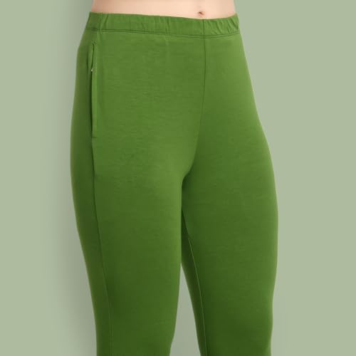 Image of ONE SKY Women Ankle Length Leggings | Premium Cotton Modal Spandex Blend | High Waist Stretchable & Bio-Washed Fabric | Colour-Lock | Ethnic Leggings for Women