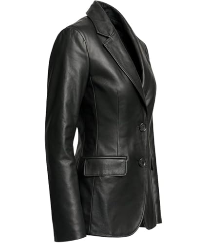 Lambskin Leather Blazer for Women Black Leather Blazer Jacket3