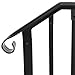 HECASA Step Hand Rail Fit for 1-2 Steps for Outdoor Porch Steps, Wrought Steel Handrail, Metal Hand Rail with Installation Kit Matte Steel Powder Coated Black, NN2300