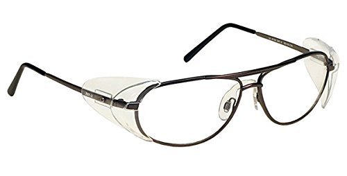 Glass Safety Glasses in Stylish Aviator-shape Metal Frame with Removable Side Shields - 62-14-135mm 