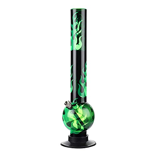 Image of Green 16 inch Acrylic Bong Smoking Bongs Hookah.(Green Fire, 40CM)