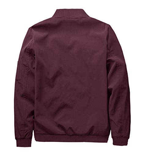 KEFITEVD Hommes Baseball Cargo Été Bomber Pilote Zipper Vestes Survêtements Thin Army Windbreaker Vin Rouge - Image 4