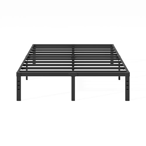 Neslime 18 Inch High Queen Bed Frame No Box Spring Needed, Heavy Duty Metal Platform Bed Frame Queen Size for Heavy People, Easy Assembly, Noise Free, Black