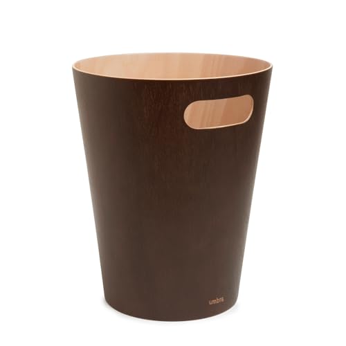 Umbra Woodrow Poubelle Ou Corbeille À Papier Moderne En Bois D'Une Capacité De 7,5 L Pour Salle De Bain, Bureau, et Bien Plus Encore, Hêtre Commun, Expresso