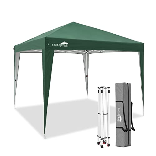 EAGLE PEAK 3x3m Pavillon Klappbar Wasserdicht Pop Up Pavillon Faltbar UV Schutz 50+ Faltpavillon für Camping Garten Party Hochzeit Picknick und Festival, inkl. Tasche, Grün Cover